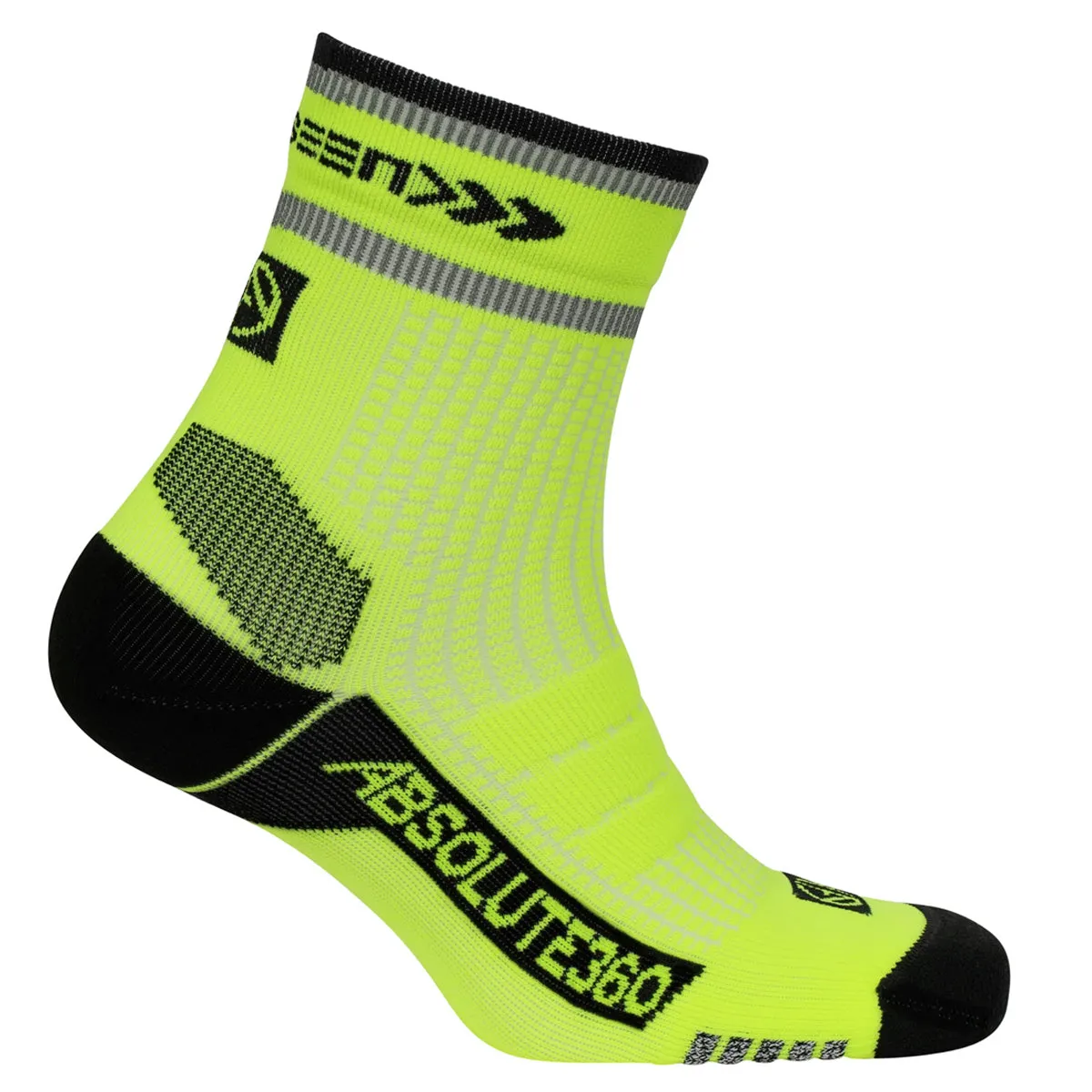 Absolute360 Be Seen Performance Running Socks | Quarter