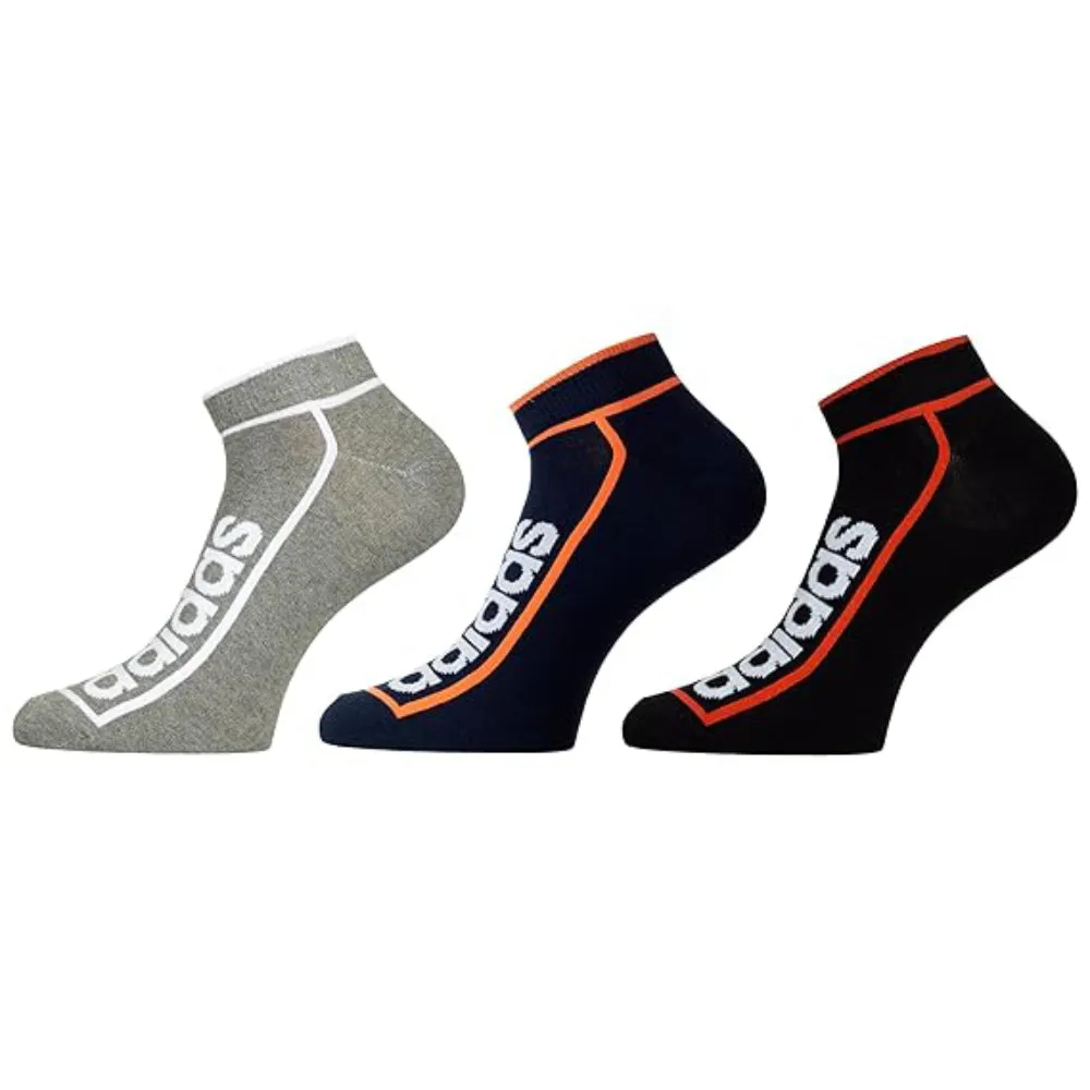 Adidas Men's Flat Knit Low Cut Socks (Grey/Colligative Navy/Black)