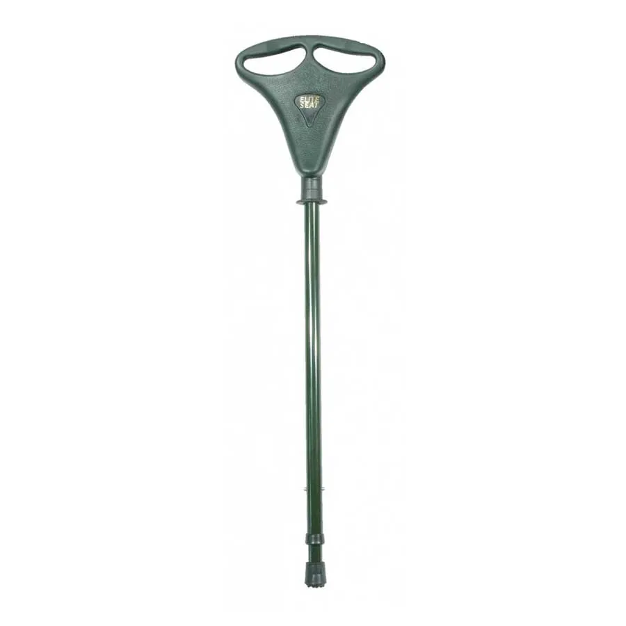 Adjustable walker seat stick with bicycle style seat - Green