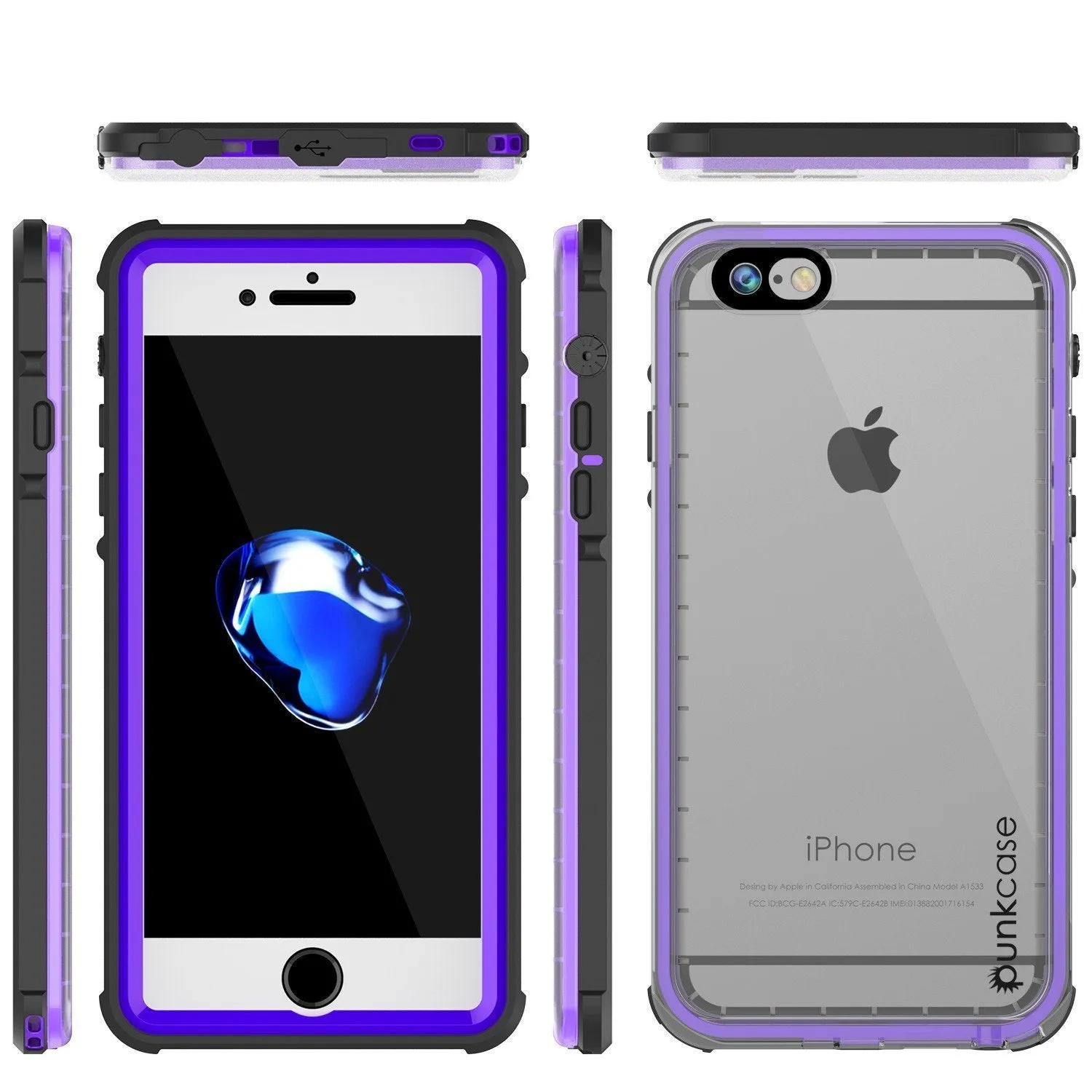 Apple iPhone SE (4.7") Waterproof Case, PUNKcase CRYSTAL Purple W/ Attached Screen Protector  | Warranty