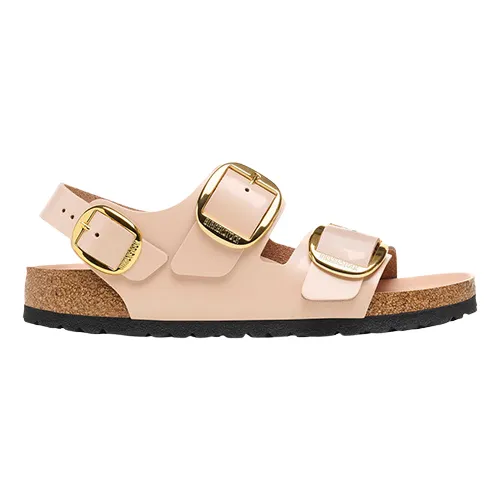 Birkenstock Ladies Back Strap Patent  Sandals - Milano Big Buckle  - Beige