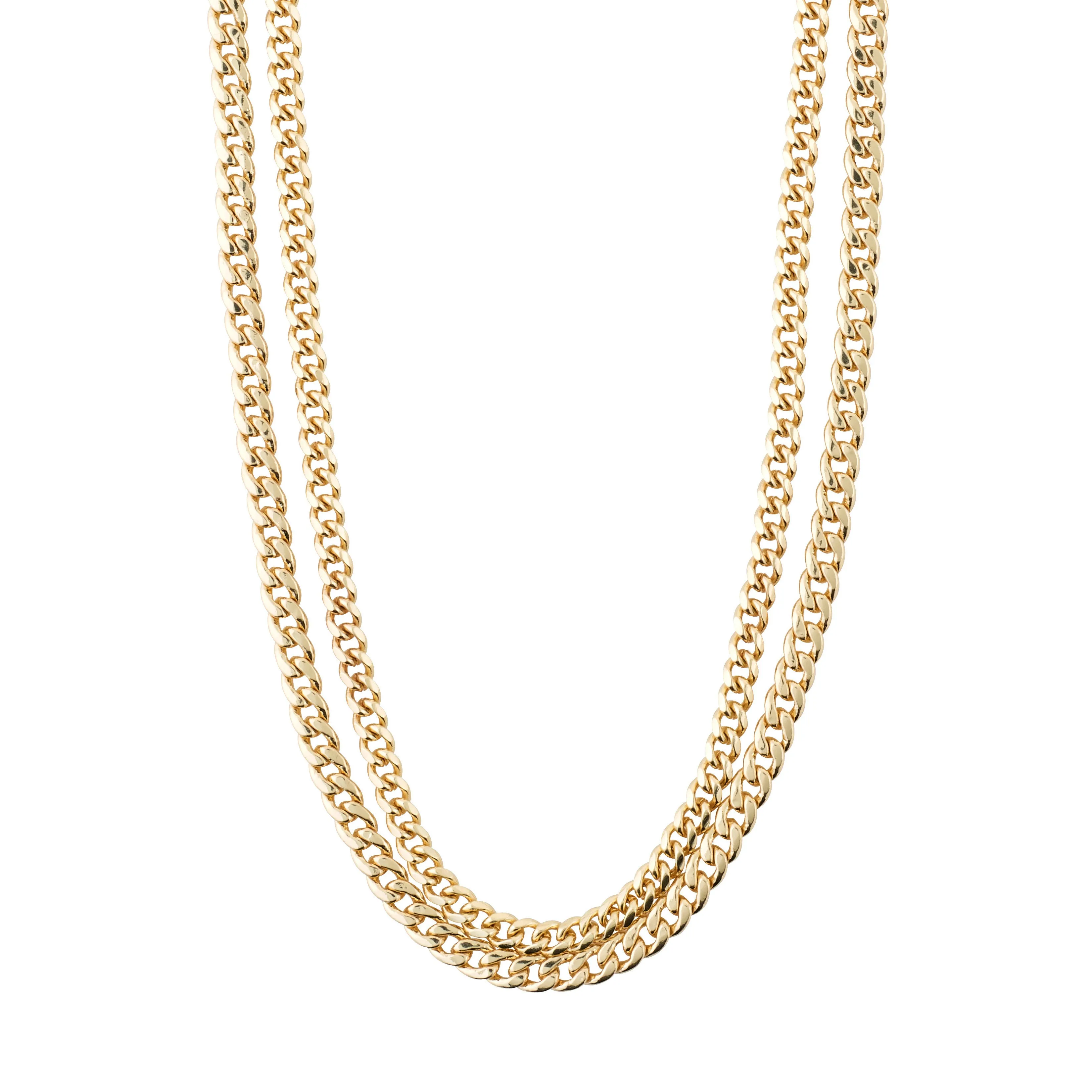 BLOSSOM recycled curb chain necklace 2-in-1 gold-plated