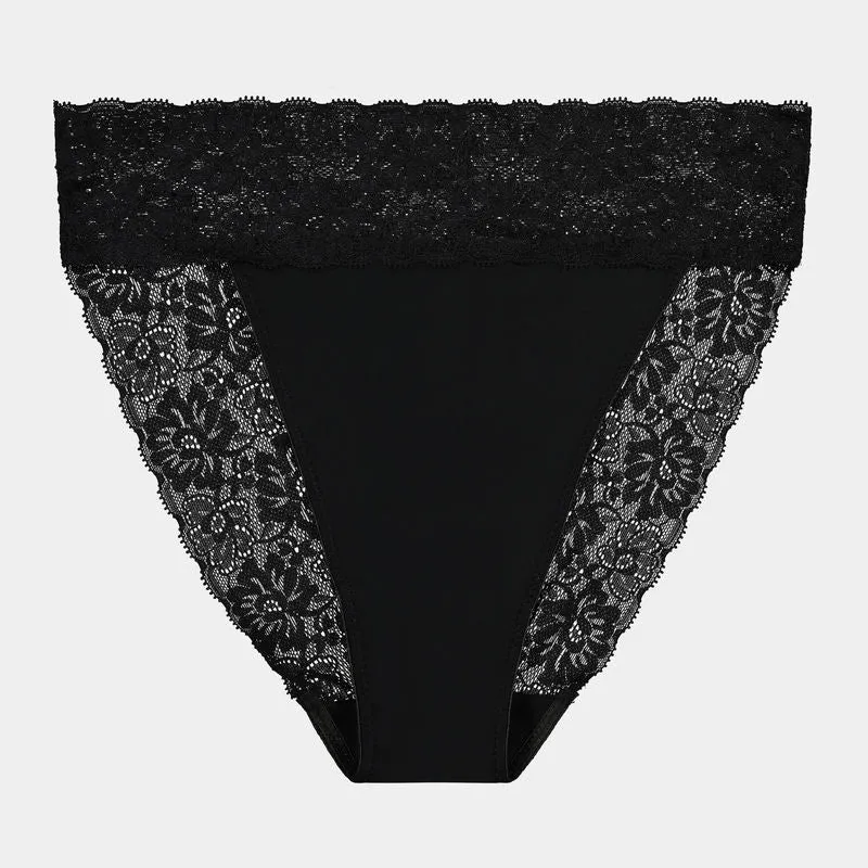 Lace Trim High Cut Brief