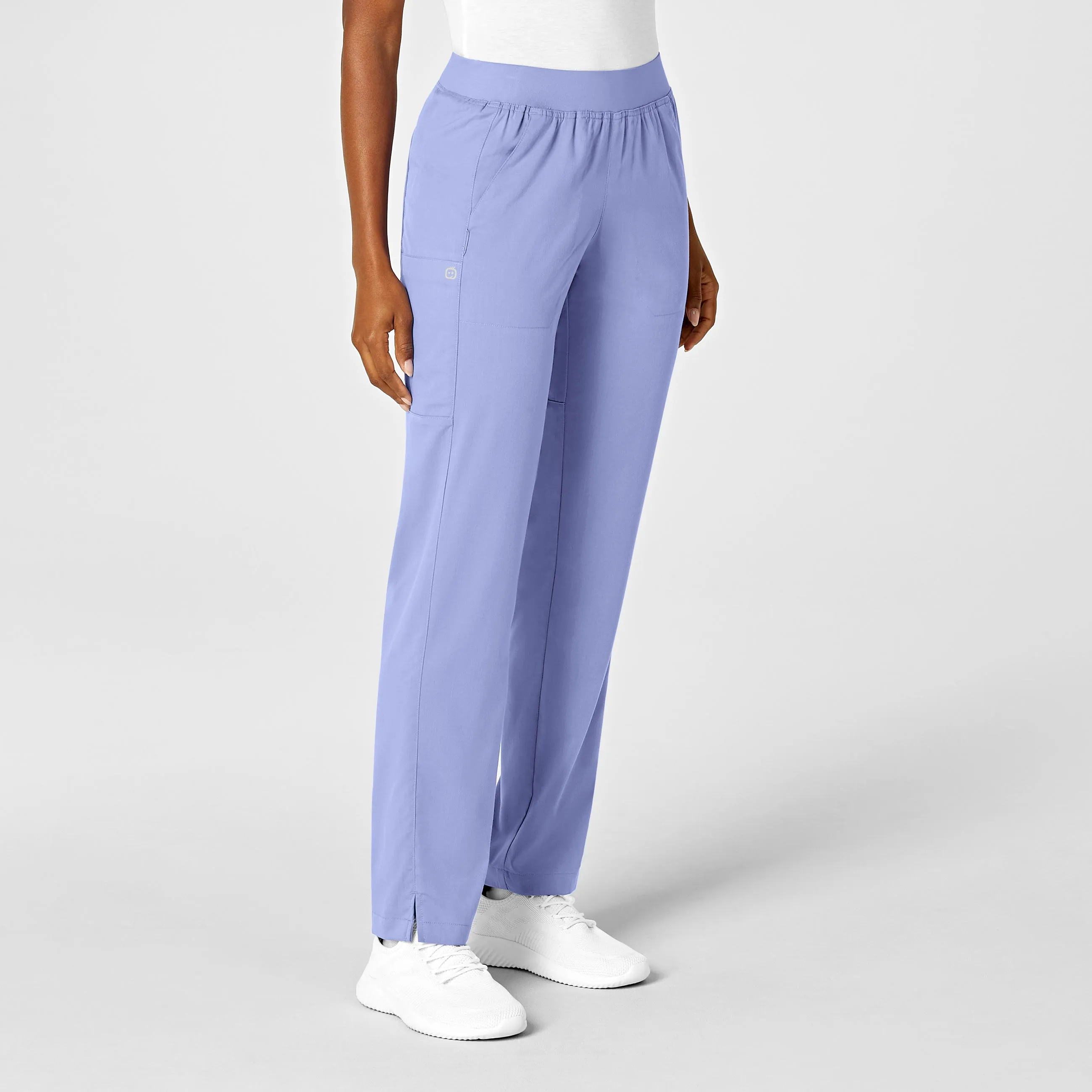 PRO Women's Knit Waist Cargo Scrub Pant - Ceil Blue