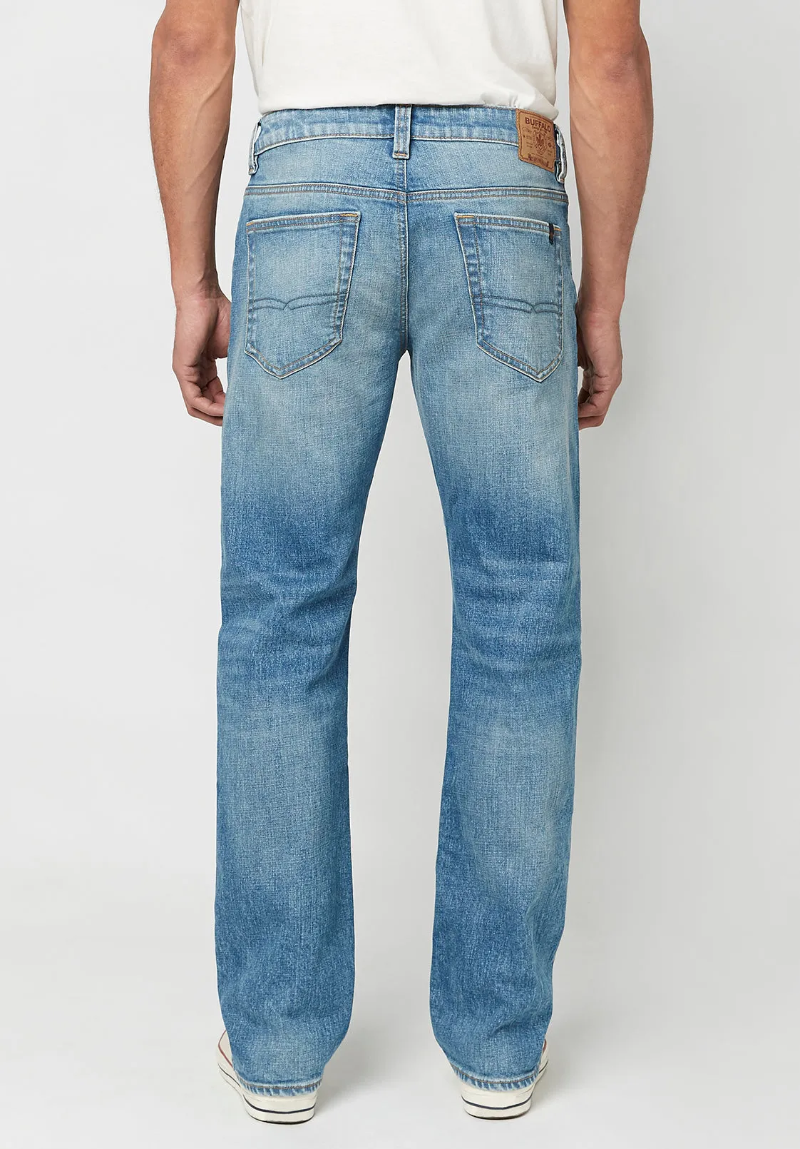 Relaxed Straight Driven Men's Jeans in Sanded Blue - BM22750