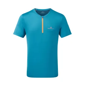 Ronhill | Men's Tech 1/2 Zip S/S Tee - Petrol/Fluo Orange