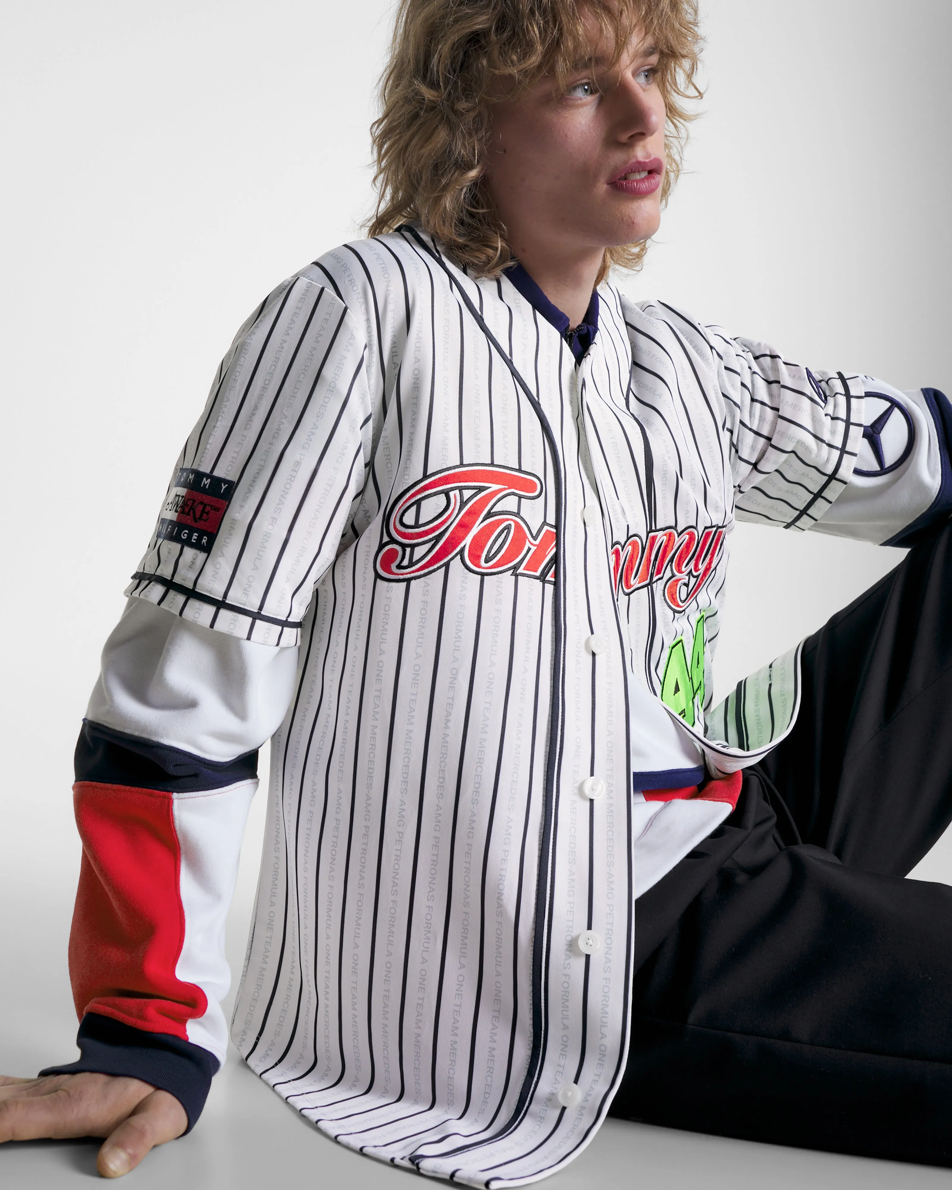 Tommy x Mercedes-AMG F1 x Awake NY Baseball Jersey White/Desert 44